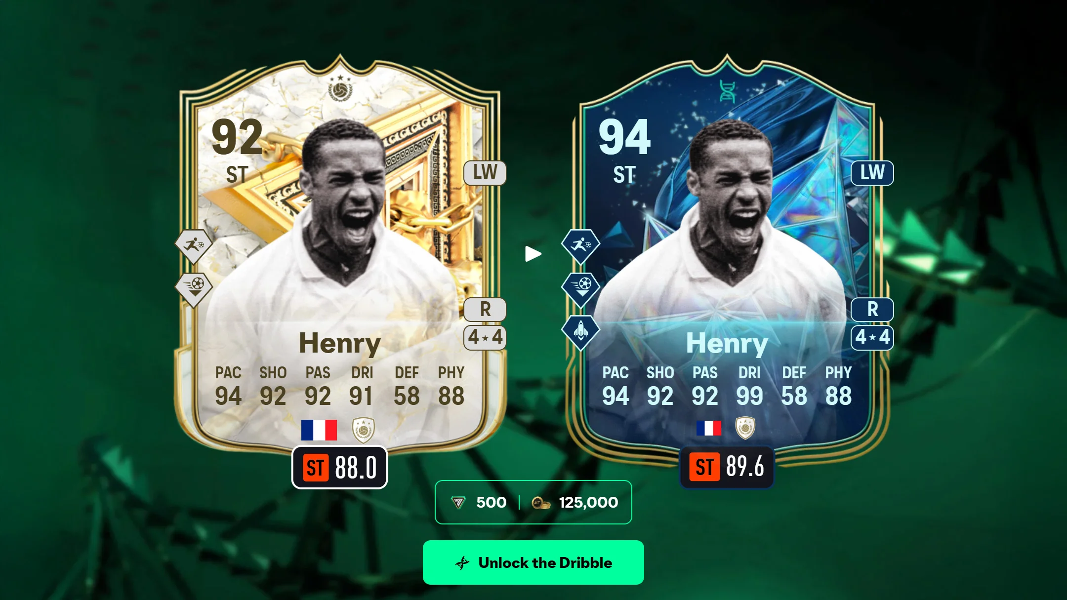 Thierry Henry SBC revived by new 92 dribbling evolution - News - FUTFC