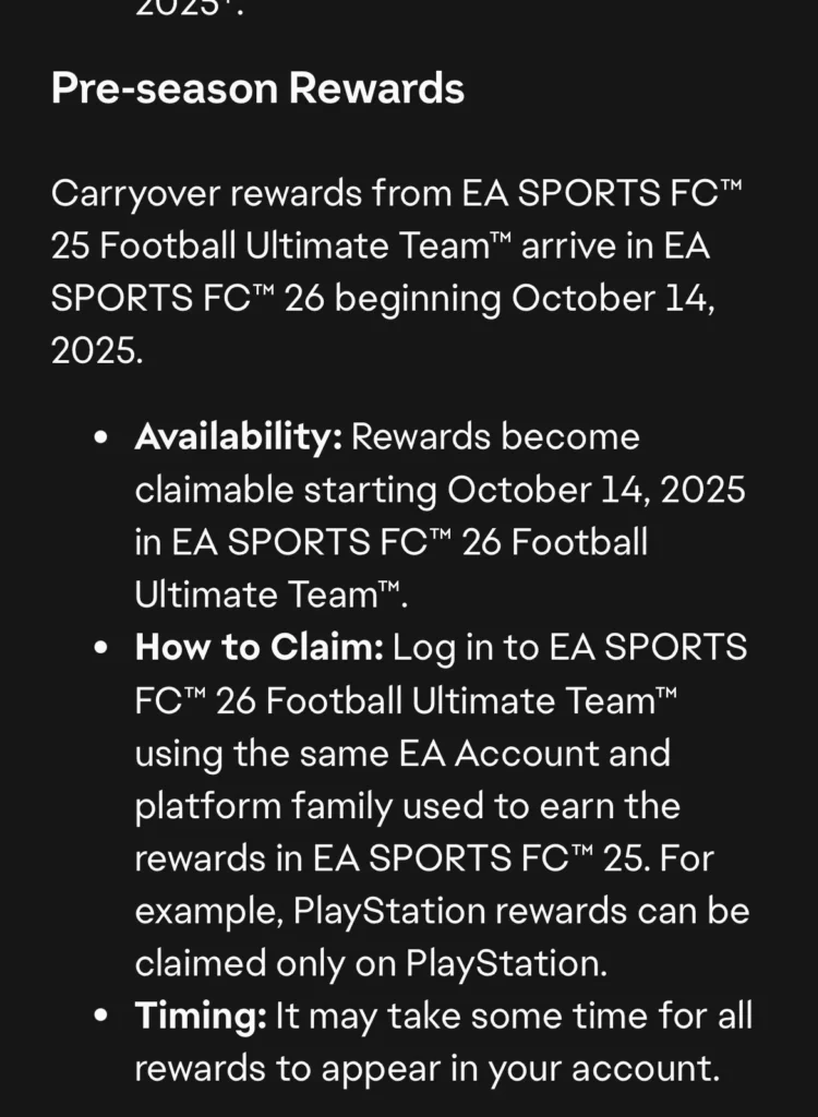 How FC 26 preseason rewards are being delivered - EA FC 26 - FUTFC How FC 26 preseason rewards are being delivered - EA FC 26 - FUTFC
