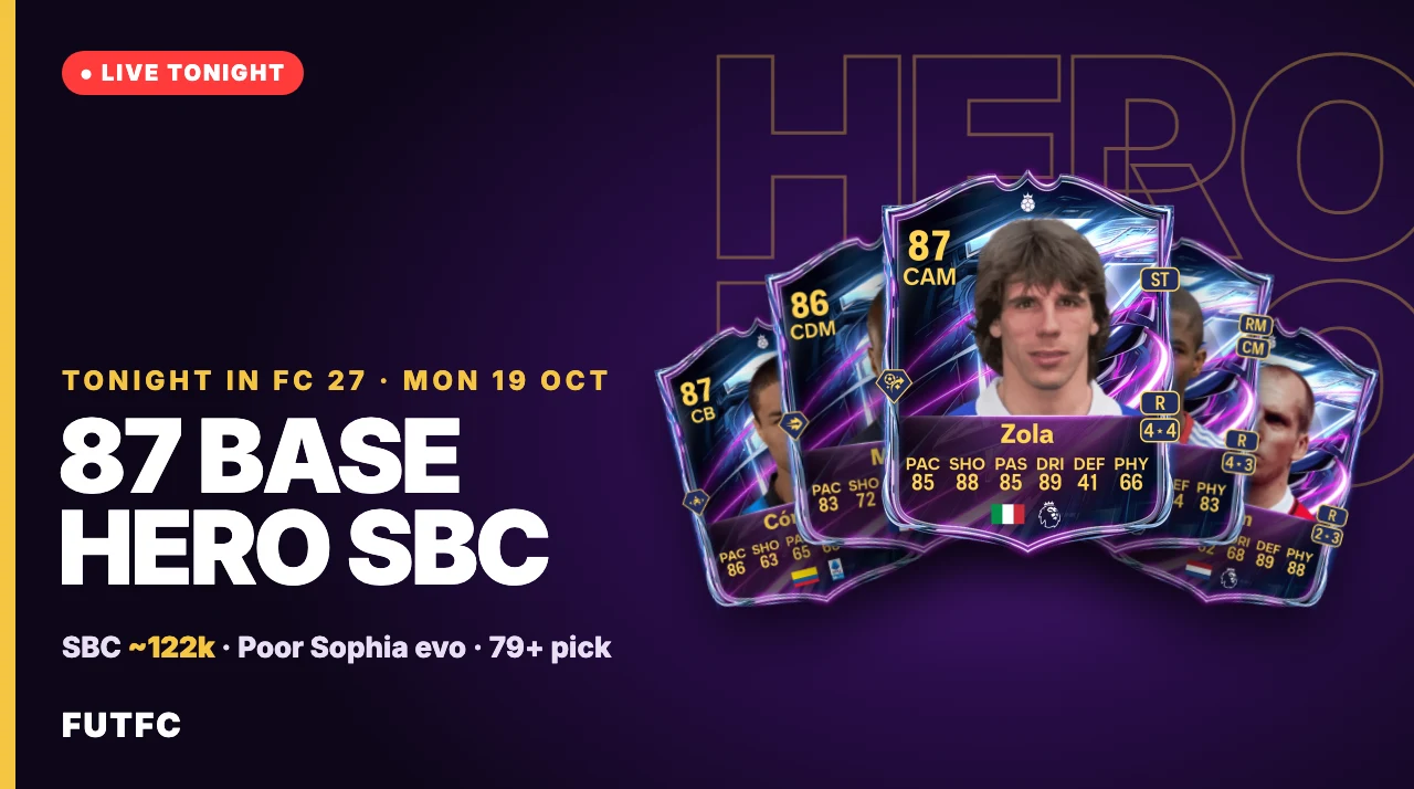 Tonight in FC 27: Max 87 Base Hero SBC, Poor Sophia Evo and a 79+ Pick - EA FC 27 - FUTFC